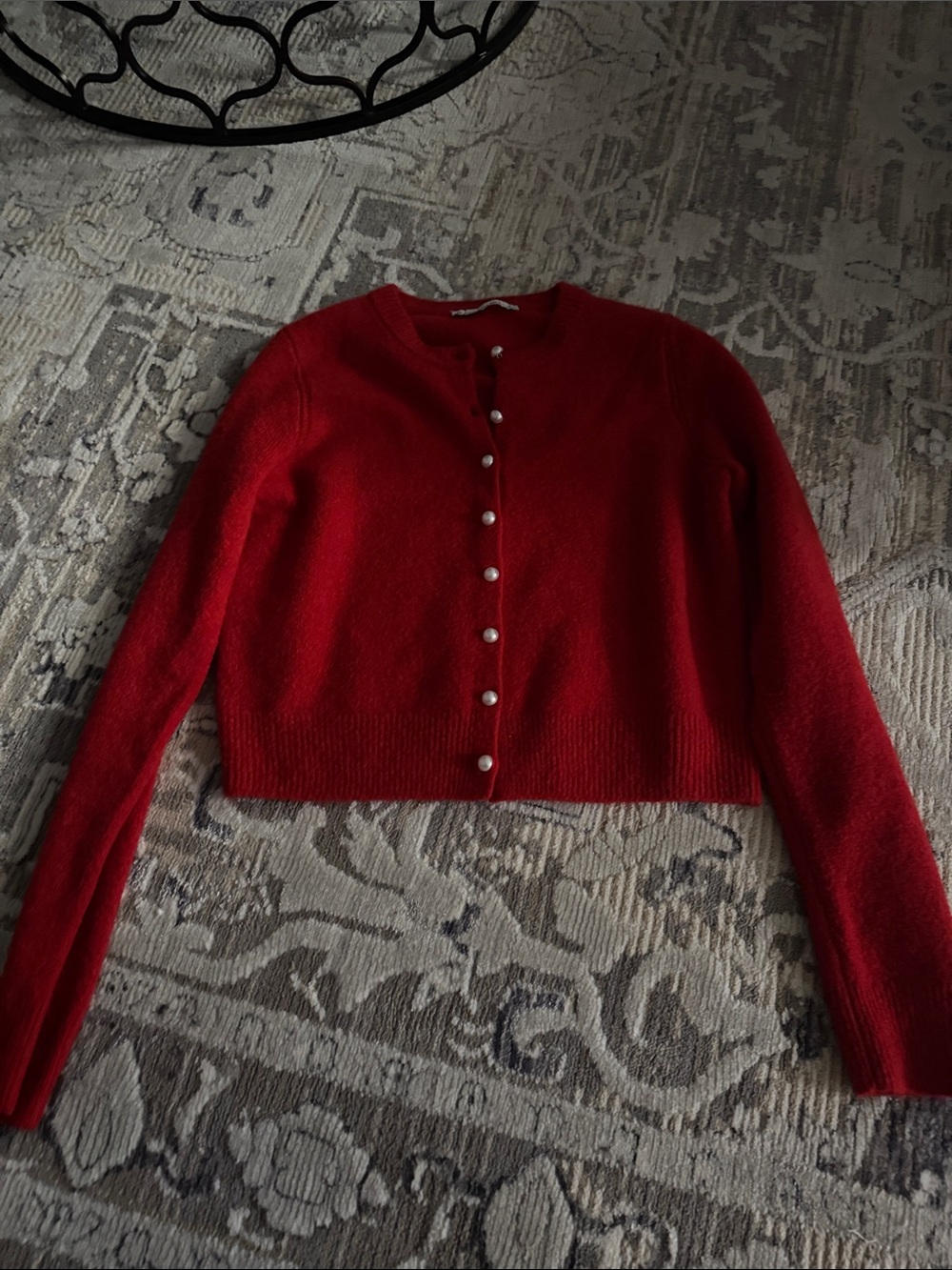 Abercrombie & Fitch Red Pearl-Button Cardigan